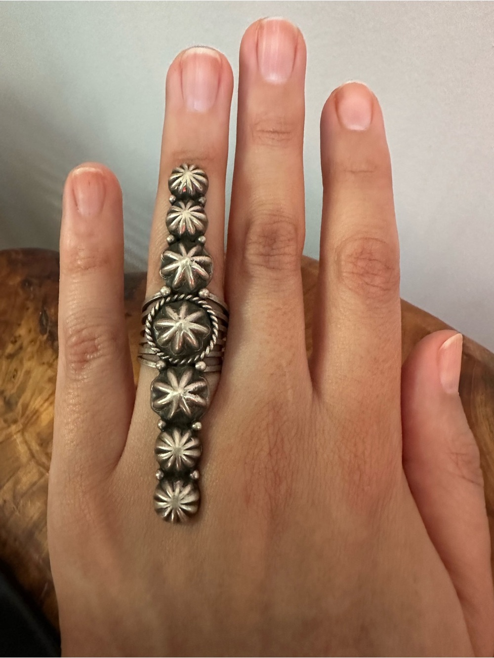 BBegay Long Sterling Silver Star Ring, Southwestern, Native American